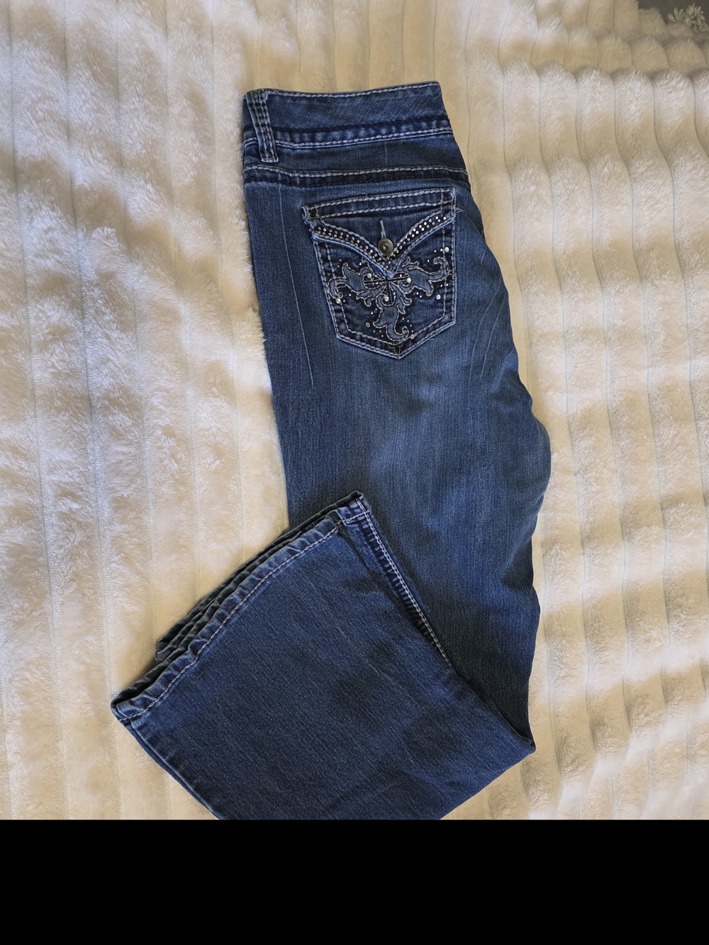 Nine West Dark Blue Boot Cut Jeans with Embroidered Pocket